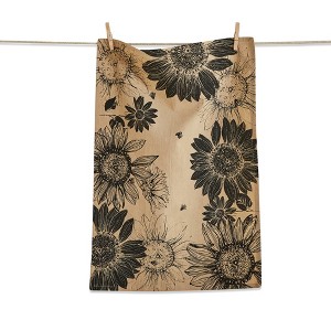 tagltd Black Sunflower All Over Print on Beige Background Cotton   Kitchen Dishtowel 26L x 18W in. - 1 of 2