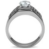 Slickblue Men’s Polished Stainless Steel Ring, Clear CZ Center & Accents, Classic Band Style, Sizes 5-10 - 3 of 4