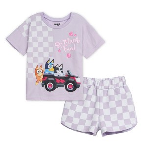 Bluey Girls T-Shirt and French Terry Shorts Outfit Set Toddler Sizes (2T - 10-12) - 1 of 4