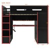 ModernLuxe Full Size Loft Bed with LED, Desk, Wardrobe & Drawers, Black+Green/Red/Blue - 3 of 4