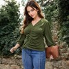 Anna-Kaci Women's Blouse with V-Neck and Drawstring Detail - 2 of 4