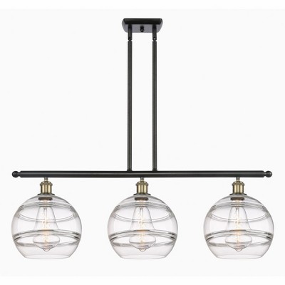 Rochester - 3 Light Stem Hung Island In Industrial Style-12.13 Inches Tall and 36.5 Inches Wide