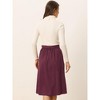 Allegra K Women's High Waist Solid Button Front A-Line Belted Corduroy Midi Skirt - 4 of 4