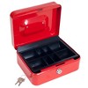 Lockbox Safe with Coin Compartment Tray- Secure and Organize Small Valuables in Key Locked Durable Powder Coated Metal Cash Box Safe- Red by Stalwart - 3 of 3