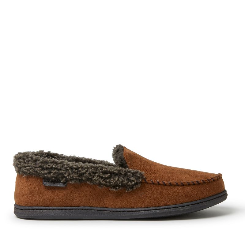 Dearfoams Men's Eli Microsuede Moccasin Slipper with Whipstitch, 2 of 5