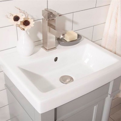 Gray Poplar and MDF Freestanding 18" Sink Vanity