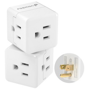 Fosmon [ETL Listed] 3-Outlet Wall Outlet Extender, 3-Prong Grounded Indoor Compact Outlet Plug Splitter, Portable Mini Outlet for Travel - 1 of 4