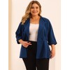 Agnes Orinda Women's Plus Size Notched Lapel Ruffle Peplum Ruched Buttons Outfits Blazers - 2 of 4