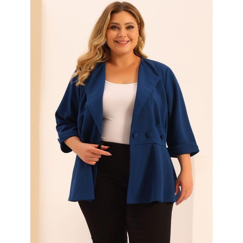 Agnes Orinda Women's Plus Size Ruffle Peplum Ruched Curvy Formal Outfits Blazers, 3 of 8