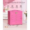 Synthetic Leather Huge Jewelry Box Mirrored Watch Organizer Necklace Ring Earring Storage Lockable - 2 of 4
