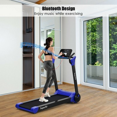 Navy Blue Foldable Electric Treadmill with LED Display