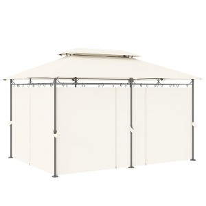 Aghana Digitals Dark Blue 10'x13' Double Roof Patio Gazebo with Removable Curtains, 8 Drainage - 1 of 4