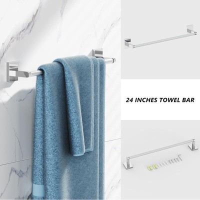 Brushed Nickel 4-Piece Bathroom Hardware Set with Towel Bar