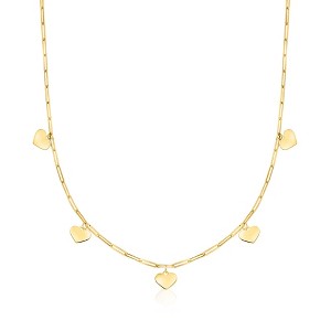 Pure Collection by Ross-Simons Italian 14kt Yellow Gold Heart Charm Paper Clip Link Necklace - 1 of 4