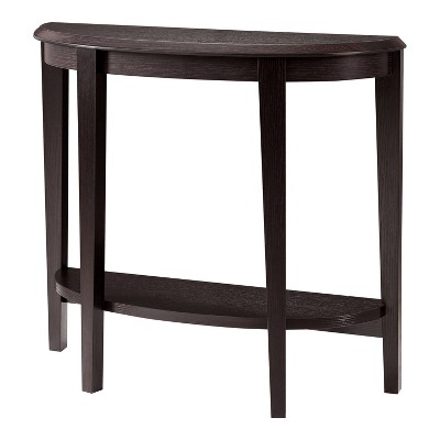 Espresso Brown Wood Semi-Circle Hallway Table with Storage Shelf