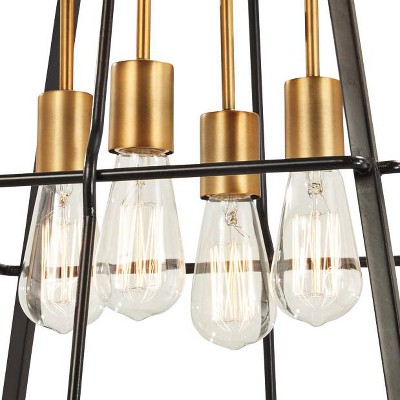 Bronze and Brass 4-Light Industrial Pendant Chandelier