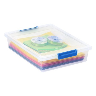 Clear Plastic Stackable Lidded Storage Box with Teal Latches