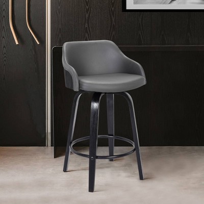 Mid Century Modern Swivel Bar Stool in Black and Gray