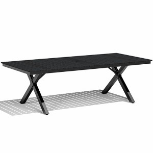 Crestlive Products Outdoor Dining Table for 8-10 People Patio Rectangle Table, Aluminum Frame with Durable Wood-Like Tabletop and Umbrella Hole Brown - 1 of 4