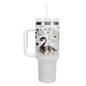 Elanze Designs Regal Swan Bird Flower Garden 40 oz. Stainless Steel, Large Water Bottle Coffee Mug, Spill & Leak Resistant, Thermal Travel Tumbler - 1 of 1
