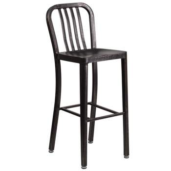 Merrick Lane 30 Inch Galvanized Steel Indoor/Outdoor Counter Bar Stool With Slatted Back And Powder Coated Finish