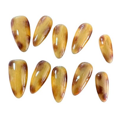 Hachikiko Amber Sunset Press-On Nails - Nature-Inspired Gradient & Speckled False Nails for Fashionable Elegance