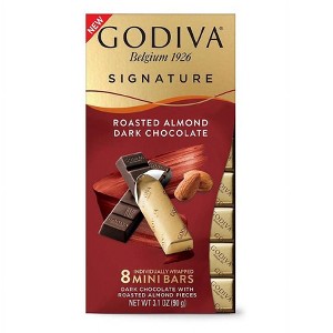 Godiva Signature Mini Bars, Dark Chocolate with Almonds 3.1 OZ - 1 of 4