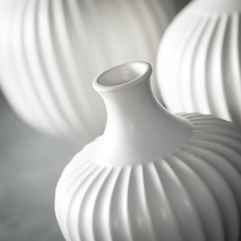 Sullivans Ribbed White Bottle Ceramic Vase Set of 3, 9.5"H, 8"H & 6.5"H Off-White, 2 of 5