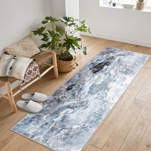 Coolmee Washable Area Rugs for Living Room, Abstract Geometric Print Rug Non-Slip Stain Resistant Low Pile Floor Carpet for Bedroom - 1 of 4