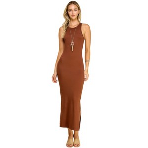Slickblue Side Slit Maxi Dress, High Neck Sleeveless, Women’s Form-Flattering Style, Multiple Color Options, Size S-L - 1 of 4