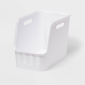 Wave Narrow Open Front White - Brightroom™: Stackable Storage Bin, 13" Cube Compatible, Cut-Out Handles - 1 of 3