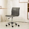 Racxily Adjustable Office Chair, PU Leather Task Chair Low Back Ribbed Armless Swivel White Desk Chair Office Chair with Wheels - 2 of 4