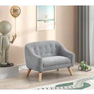 Gulches 28"W Gray Chenille Kids Sofa - Tufted Back, Wooden Legs, Cozy for Toddlers - 1 of 4