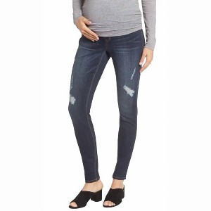 Women's Maternity Pull on Distressed Jeans - 1822 Denim - 1 of 4