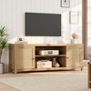 Boho TV Stand for 75 Inch, Rattan Entertainment Center With 2 Doors and Adjustable Shelves - 3 of 4