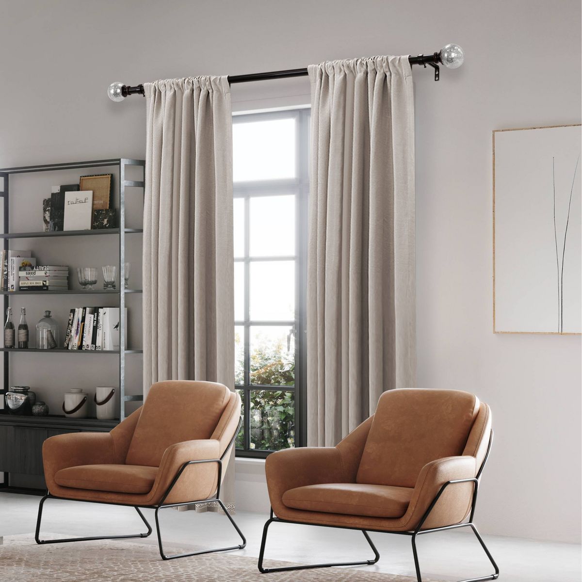 Lumi Home Furnishings 1" 50" x 144" Mercury Glass Sphere Finial Curtain Rod Set - thumbnail 9