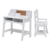 Kids Desk and Chair Set, Wooden Study Table with Storage Bins, Bookshelf, Bulletin Board, and Pen Holder, Writing Table for Boys and Girls, White - 4 of 4