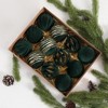 Aoibox Set of 12 Velvet Christmas Ornaments 3.15 inch Balls Hand Painted Accents in Eco Friendly Kraft Gift Box for Holiday Decor - 4 of 4