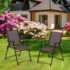 SUGIFT Set of 2 Patio Folding Sling Chairs Camping Deck Garden Beach Brown - 2 of 4
