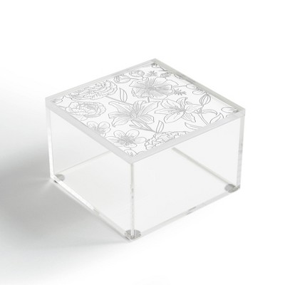 Emanuela Carratoni Line Art Floral Theme 4" x 4" Acrylic Box - Deny Designs