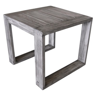 Teak Modern North Shore Outdoor Side Table - Driftwood Gray - Courtyard Casual