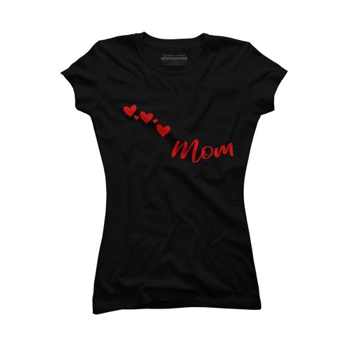 Junior's Design By Humans Forever Mom Hearts By Semir T-shirt - Black ...