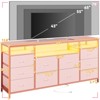 63" Fabric Dresser with 10 Drawers, TV Stand, Built-in USB Ports & LED Lights, Multi-Functional Storage for 75" TVs - 2 of 4