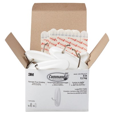 Command General Purpose Hooks  Metal  White  5 lb Cap  14 Hooks and 24 Strips/Pack 17069S14NA