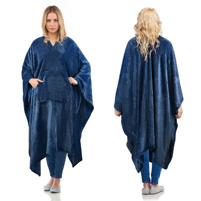 Women Cozy Wearable Fleece Blanket Wrap Shawl Cape With Large Front Pockets, Warm Soft Fuzzy Snuggly Blanket Gift for Woman Wife - Catalonia