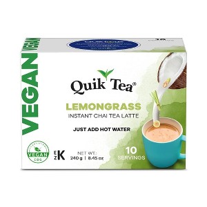 QuikTea Vegan Lemongrass Instant Chai Tea Latte - 10 Count Single Box - Easy Ayurvedic Dairy Free Alternative - All Natural Non GMO Superfood - 1 of 4