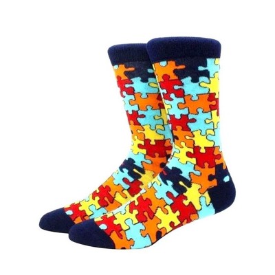 Puzzle Pieces Jigsaw Colorful Pattern Socks - Small from the Sock Panda (Tween Sizes, Small)