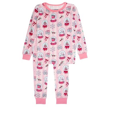 RuffleButts SoftSnooze Girls Holiday Ruffle Long Sleeve Pajama Set