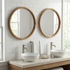 Wooakway 1PC/2PC 24" Walnut Wood Round Mirror Circle Wall Mirror Farmhouse Bathroom Vanity Mirror for Living Room Bedroom Entryway Modern Decoration - 3 of 4