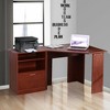 HOMCOM Computer Desk with Printer Cabinet, L-Shaped Corner Desk with Storage, Study PC Workstation for Home Office, Cherry - 2 of 4